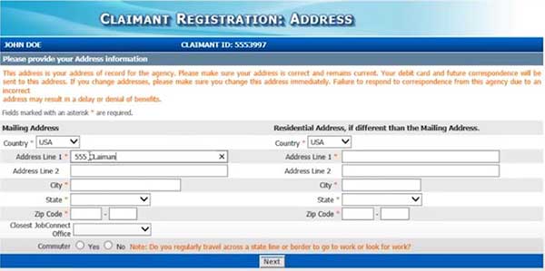 claimant registration address nevada unemployment