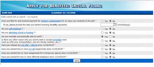 initial filing apply for benefits nevada unemployment